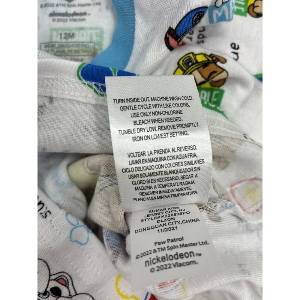 Spin Master Paw Patrol Baby Boy Pajamas 12M Chase Skye Marshall 2 Pc Sleepwear